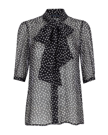 Zeynep Arcay Polka Dot Bow Silk Shirt