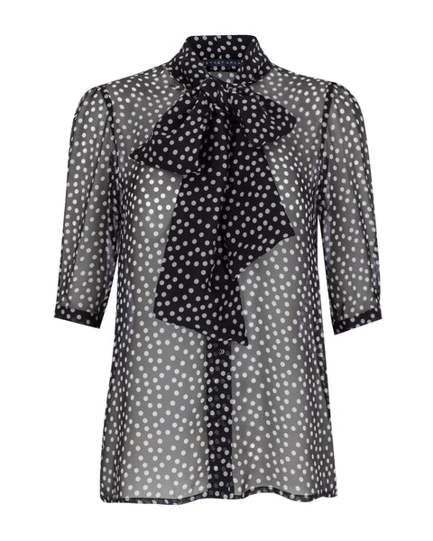 Zeynep Arcay Polka Dot Bow Silk Shirt