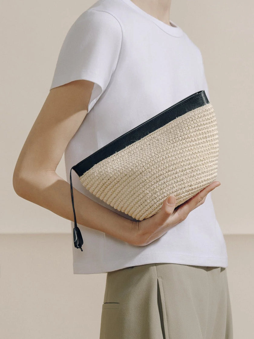The Medium Zip Clutch in Handwoven Fique