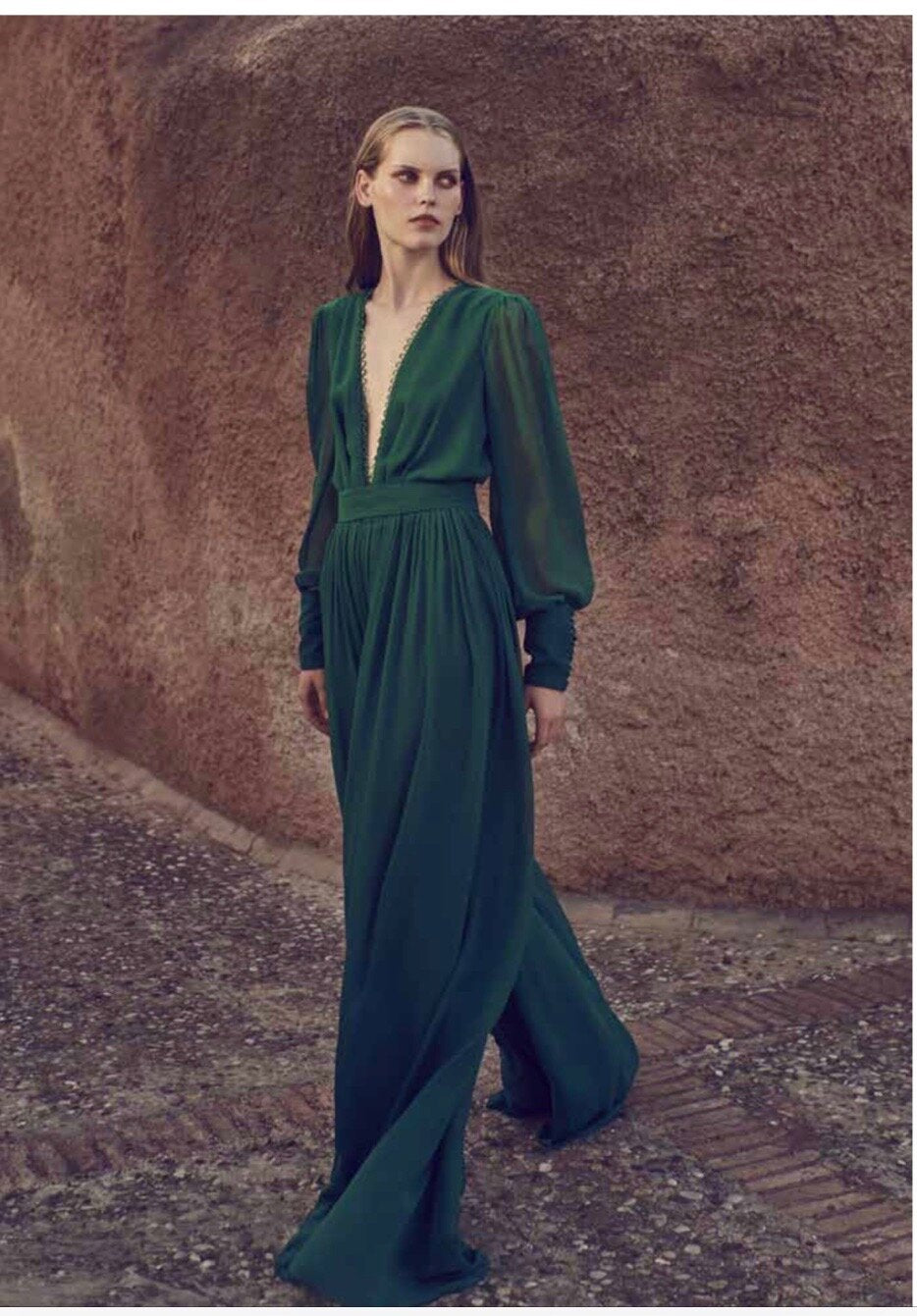 Costarellos Silk Chiffon Peplum Blouse