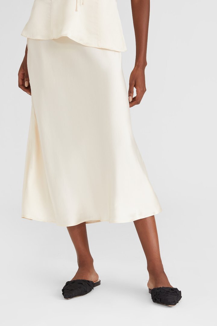 Brock Collection Smilla Ivory Satin Skirt