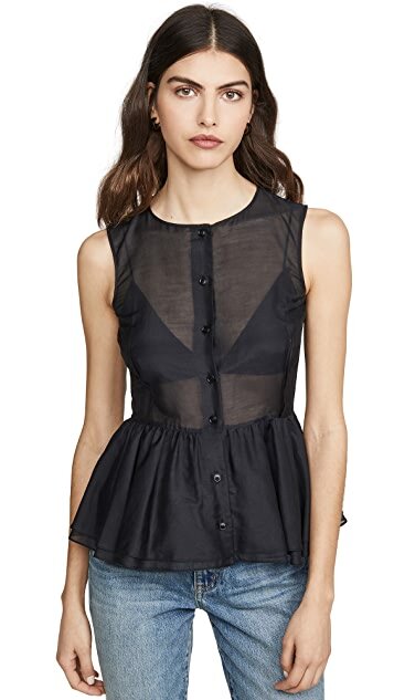 Brock Collection Semi-Sheer Peplum Blouse