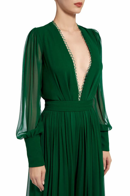 Costarellos Silk Chiffon Peplum Blouse