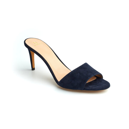 Ines Mid-Heel Navy Suede Mule