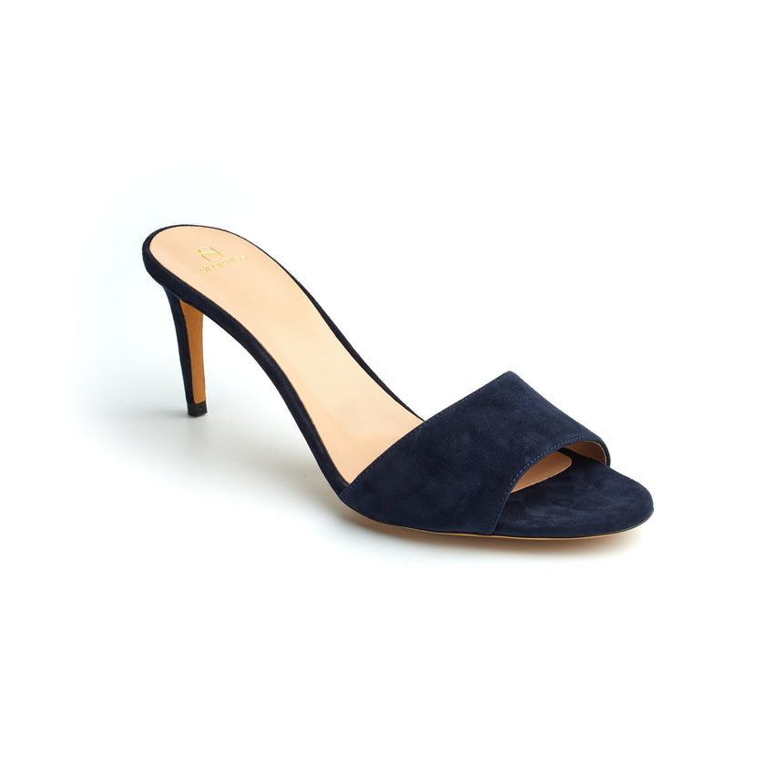 Ines Mid-Heel Navy Suede Mule