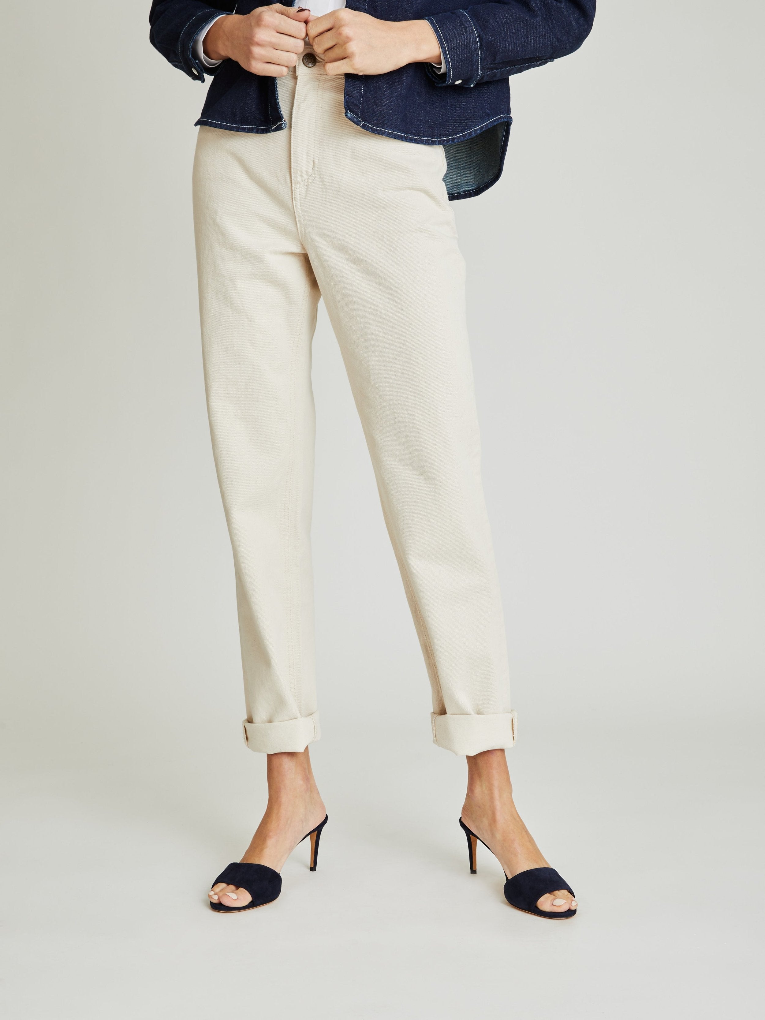 Ines Mid-Heel Navy Suede Mule