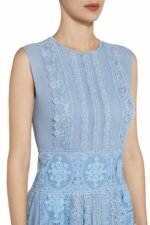 Costarellos Silk Chiffon Lace Dress
