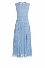 Costarellos Silk Chiffon Lace Dress