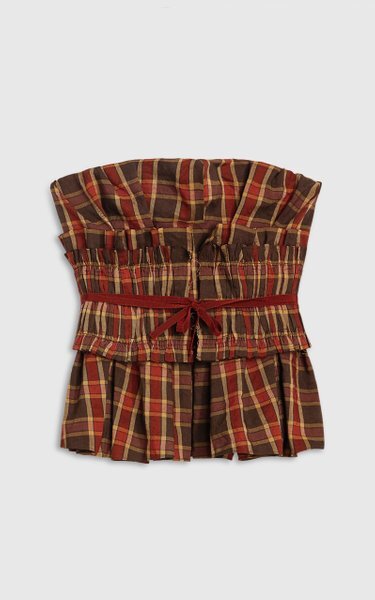 Brock Collection Plaid Strapless Sofia Top