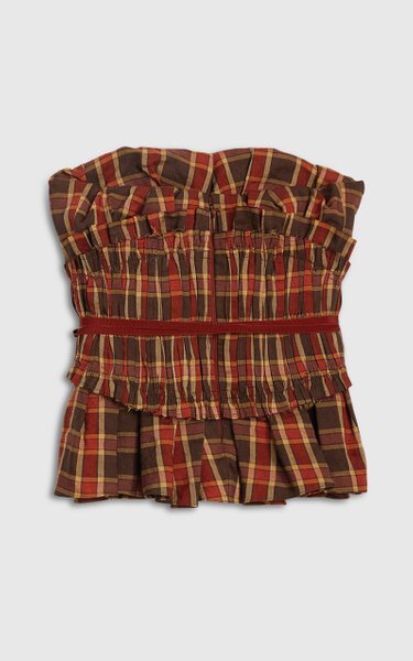 Brock Collection Plaid Strapless Sofia Top