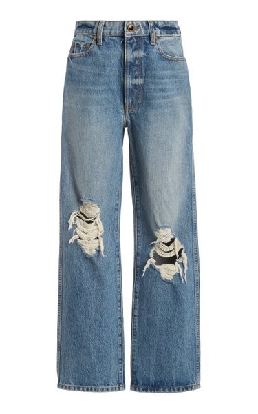 Khaite | Abigail Distressed Straight-Leg Cropped Jeans