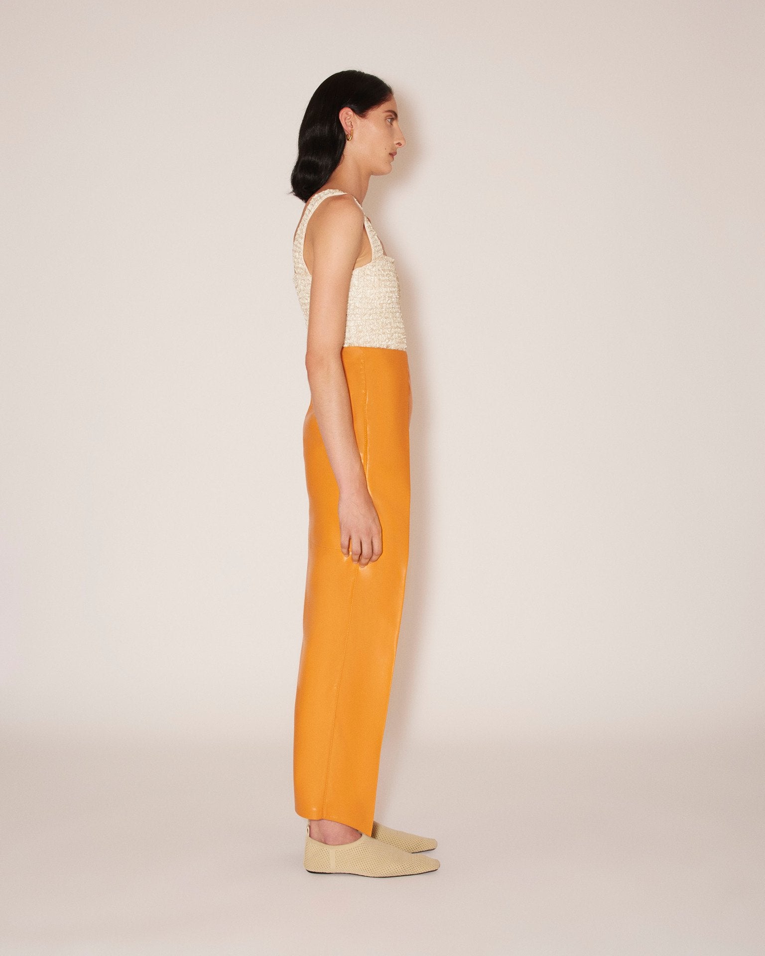 Nanushka Neve Leather Pencil Skirt Orange