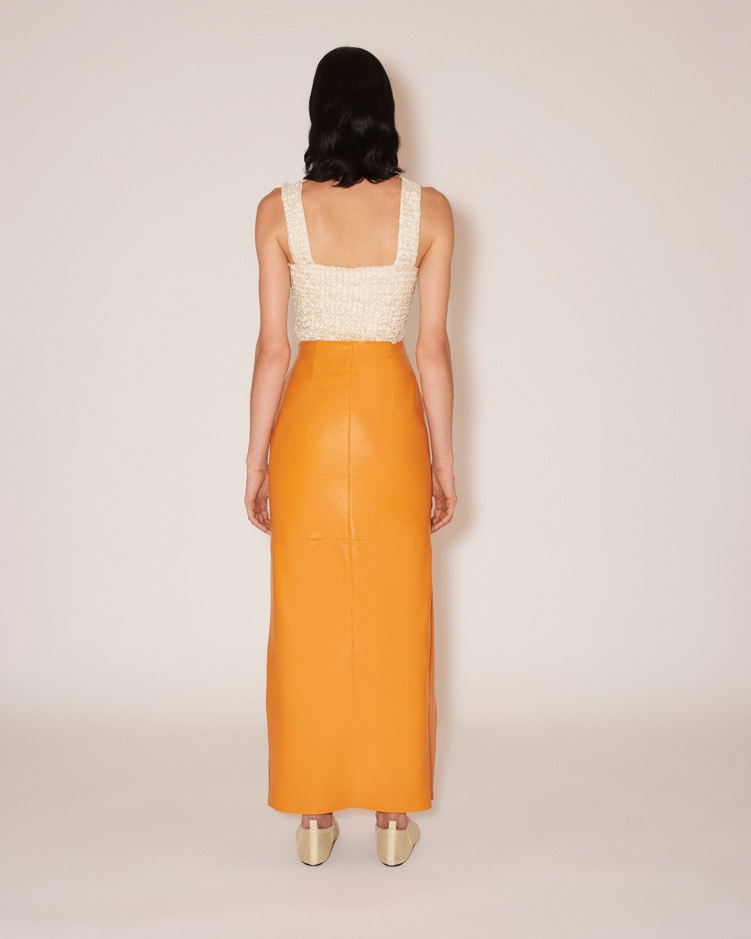 Nanushka Neve Leather Pencil Skirt Orange